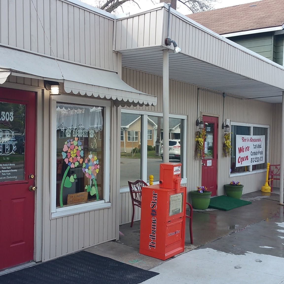 Bev's Restaurant storefront at 1303 South 25th Street in Terre Haute, Indiana — family-owned diner since 1980