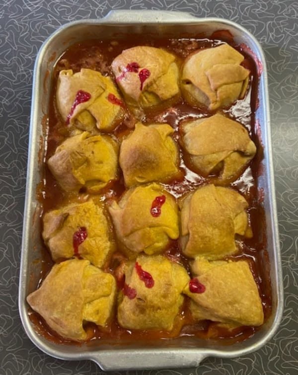 Homemade baked apple dumplings at Bev's Restaurant