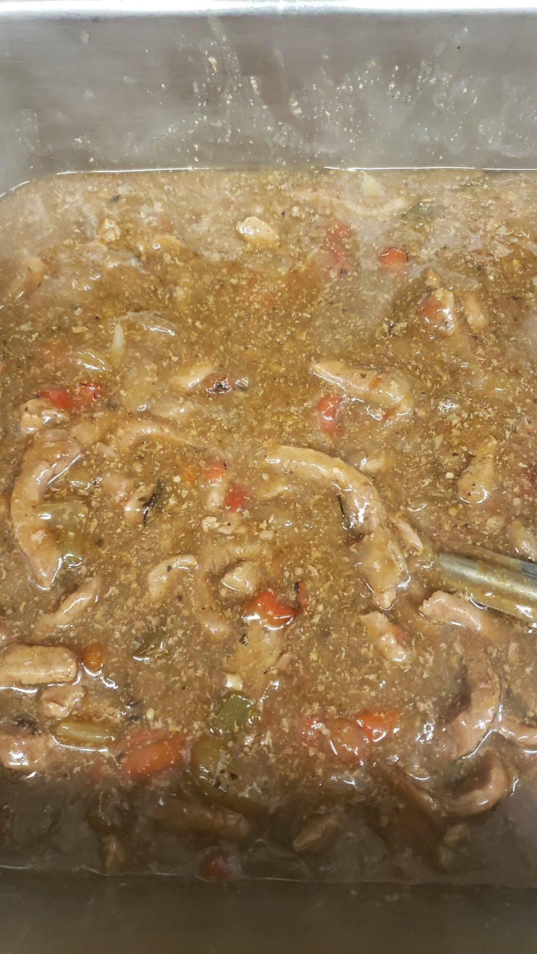 Homemade pepper steak over rice at Bev's Restaurant